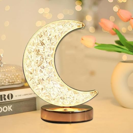 Moon Shaped Crystal Night Lamp