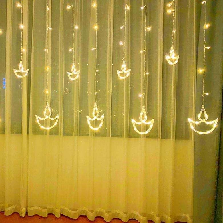 Diwali 6+6 Diya LED Curtain String Lights
