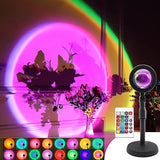 Sunset Lamp Projector 16 Color LED Light Desk Rainbow Night Light 360° Rotation Romantic Sunlight for Bedroom, Party, Photography with Remote (Sunset Lamp)