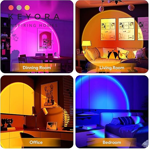 Sunset Lamp Projector 16 Color LED Light Desk Rainbow Night Light 360° Rotation Romantic Sunlight for Bedroom, Party, Photography with Remote (Sunset Lamp)